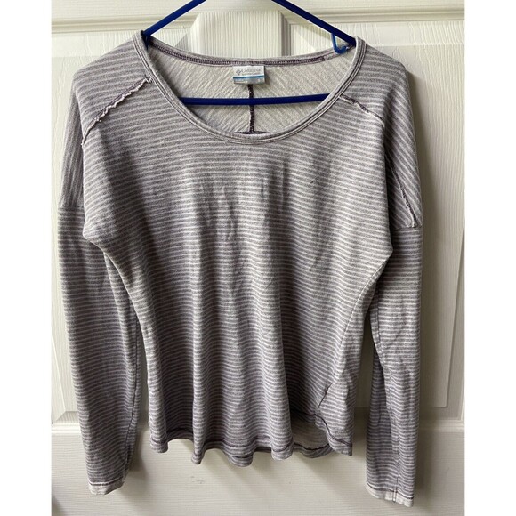 Columbia Sweatshirt Womens Small Purple Pullover Long Sleeved Round Neck Striped - Picture 3 of 6